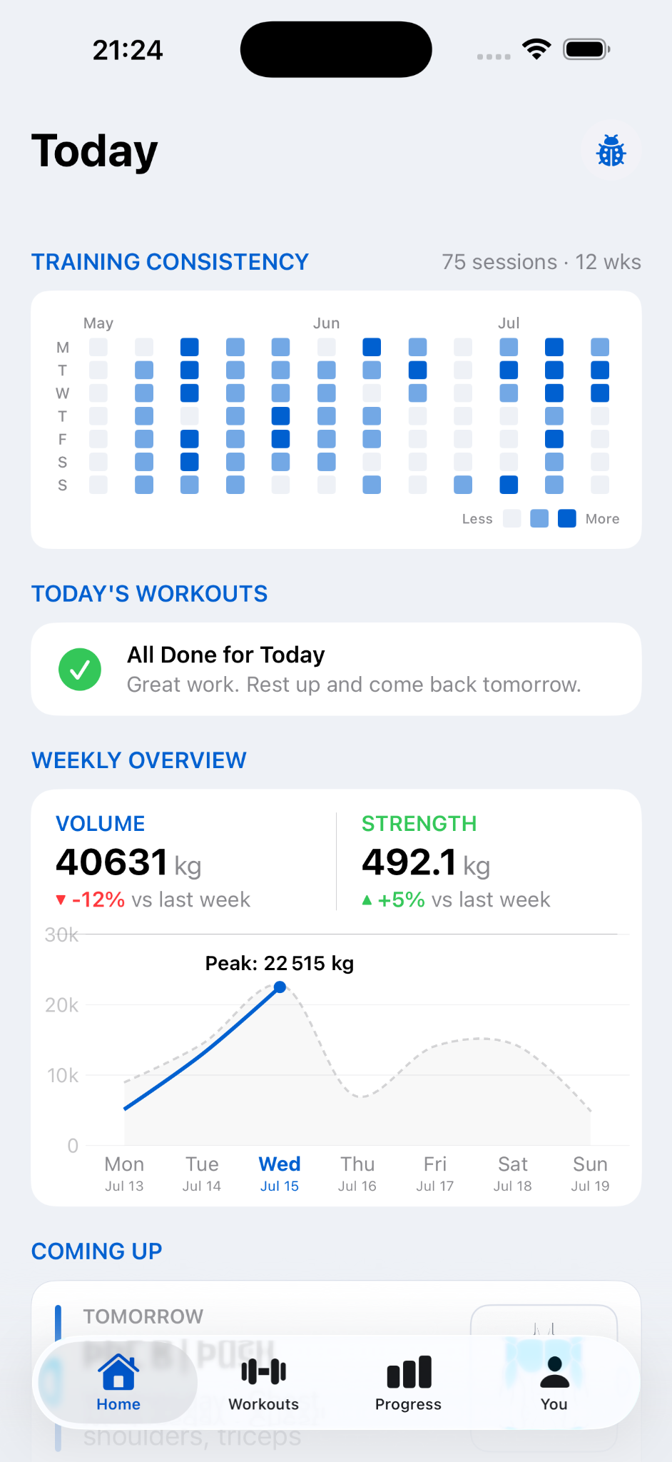 LiftTraq home - your workout plan