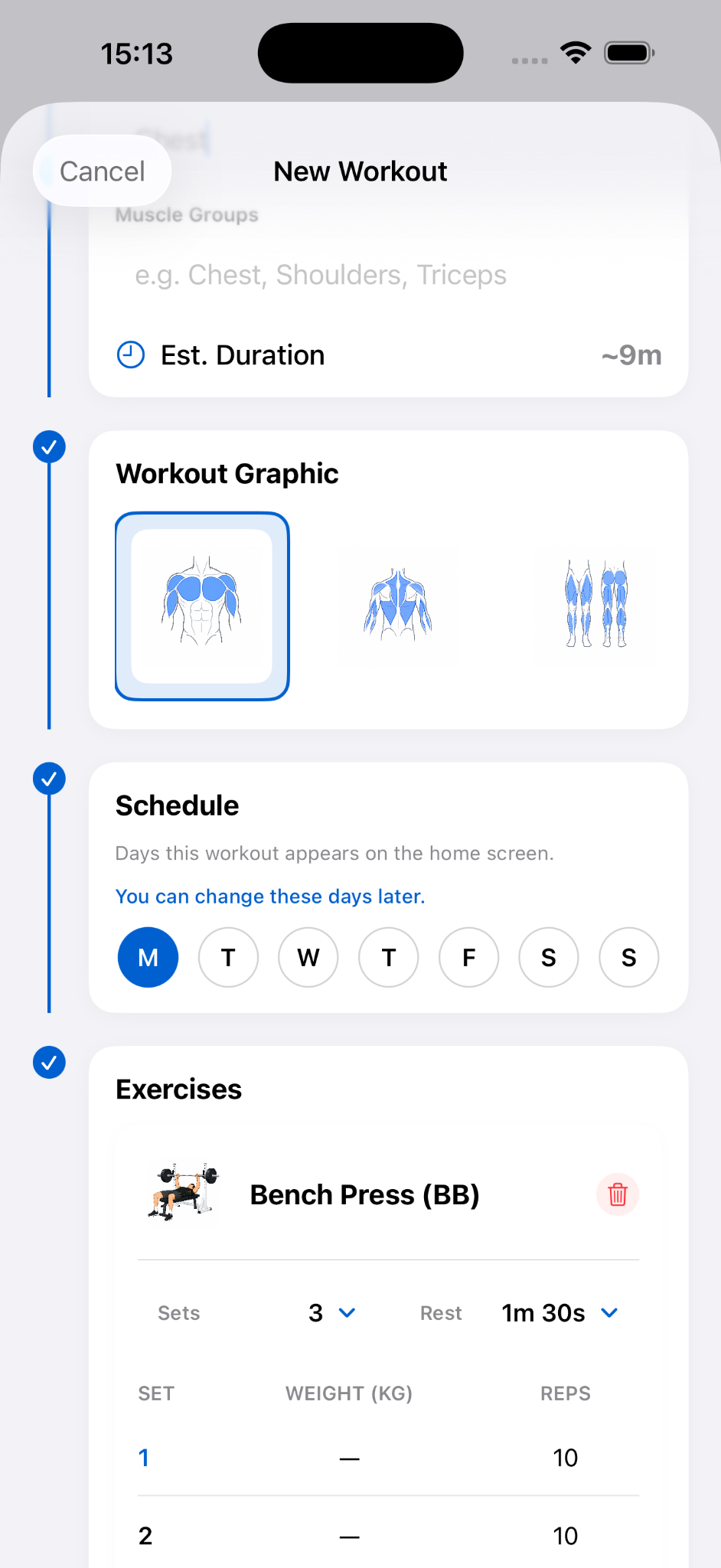 New workout builder