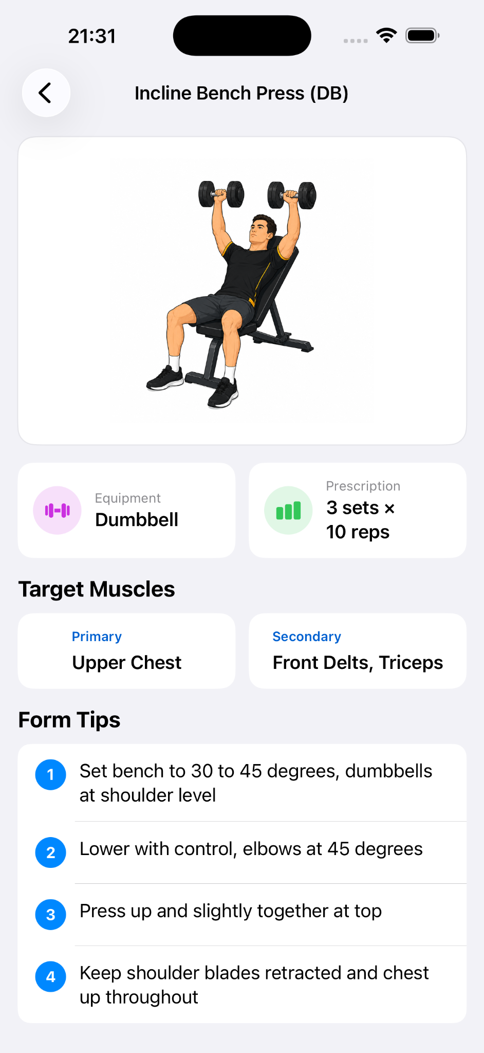 Exercise details and form tips